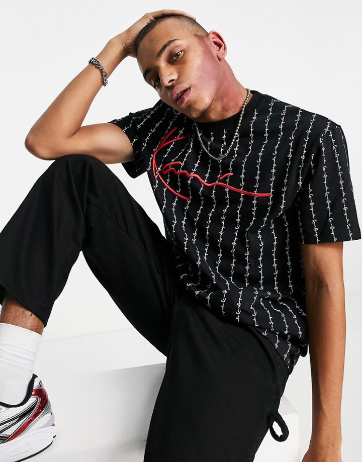 Karl Kani Signature Logo Pinstripe T-shirt In Black