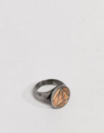Simon Carter Geometric Pinky Ring With Pyrite Stone - Silver