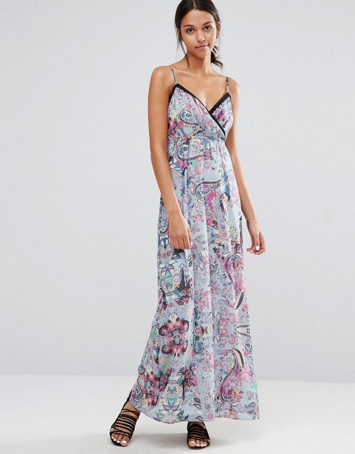 Uttam Boutique Floral Cami Maxi Dress With Cut Outs - Blue
