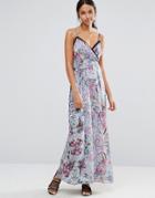 Uttam Boutique Floral Cami Maxi Dress With Cut Outs - Blue