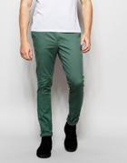 Asos Super Skinny Chinos In Khaki - Washed Green