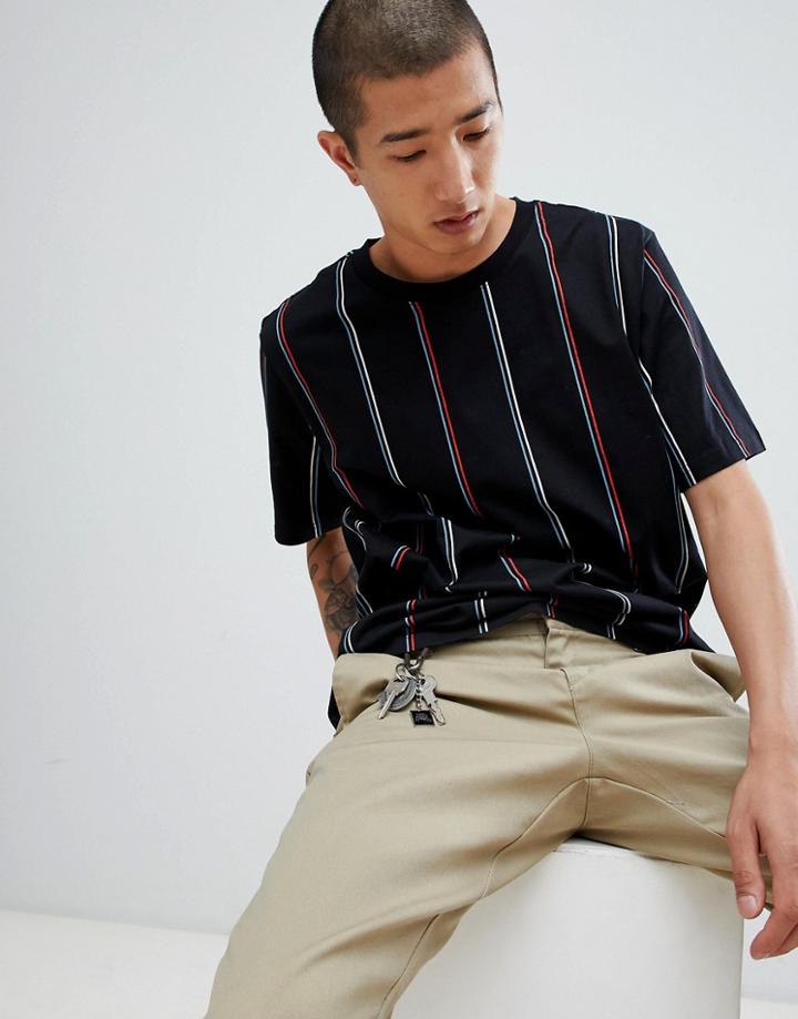 Weekday Frank Vertical Stripe T-shirt - Black