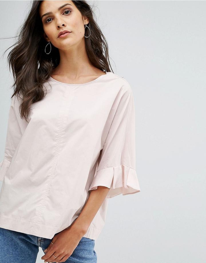 Mango 3/4 Frill Sleeve Blouse - Pink