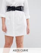 Asos Curve 80s Patent Waist Sash Belt With Square Buckle - Black