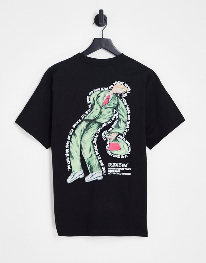 Dr Denim Trooper Back Print T-shirt In Black