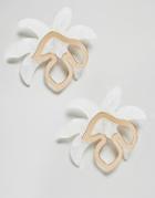 Asos Design Earrings In Abstract Floral Metal And Resin Shape Design - Gold