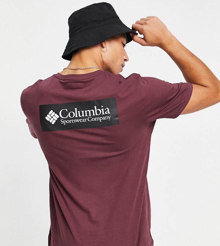 Columbia North Cascades Back Print T-shirt In Burgundy - Exclusive To Asos-red