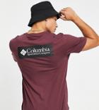 Columbia North Cascades Back Print T-shirt In Burgundy - Exclusive To Asos-red