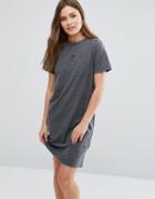 New Look Nibbled T-shirt Dress - Gray