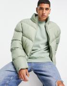 Asos Design Puffer Jacket In Green - Mgreen