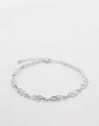 Asos Design Anklet With Tattoo Design In Silver Tone