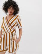 Emory Park Romper In Contrast Stripe-yellow