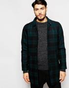 Peter Werth Wool Plaid Trench Coat - Green