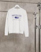 Asos Design Sweatshirt With Motivate Leisure Club Print In White