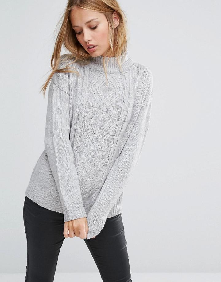 Brave Soul High Neck Sweater - Gray
