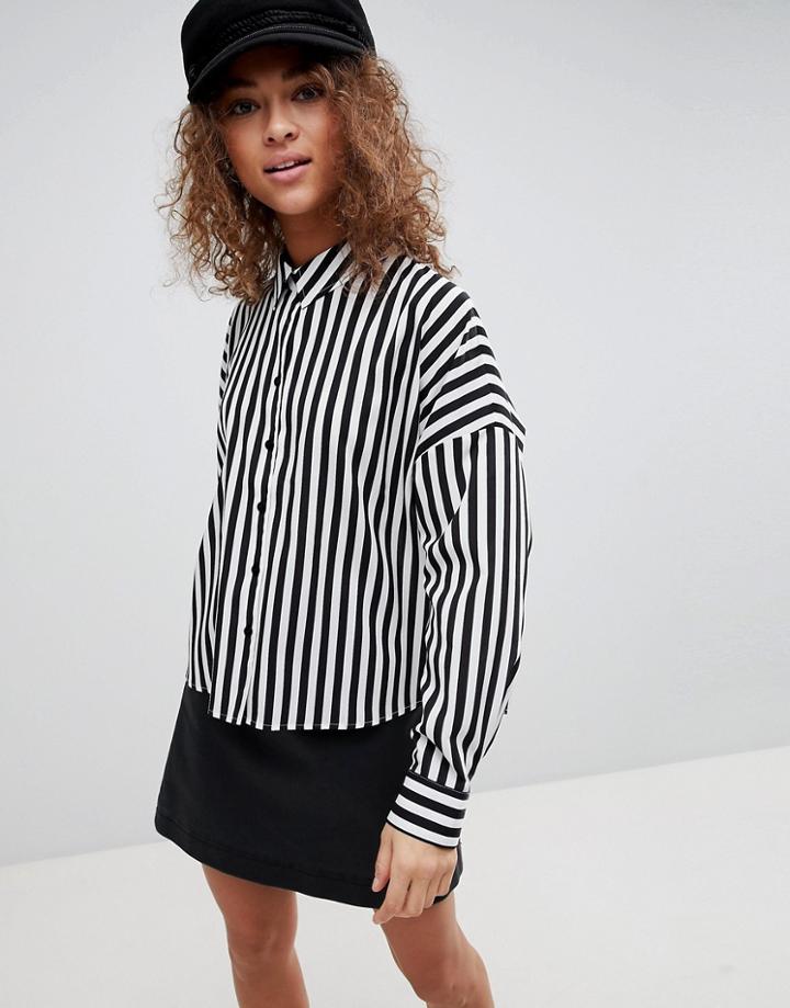 Asos Crop Shirt In Stripe - Multi