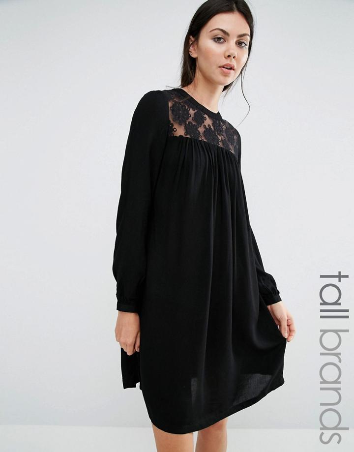 Brave Soul Tall Dress With Lace Insert - Black