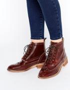 Asos Artistry Leather Lace Up Brogue Boots - Brown