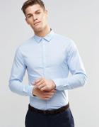 Asos Skinny Shirt In Light Blue With Long Sleeves - Light Blue