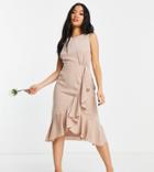 Maya Petite Bridesmaid Ruffle Wrap Dress In Muted Blush-neutral