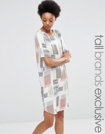 Adpt Tall Graphic Square Print Tee Dress - Multi