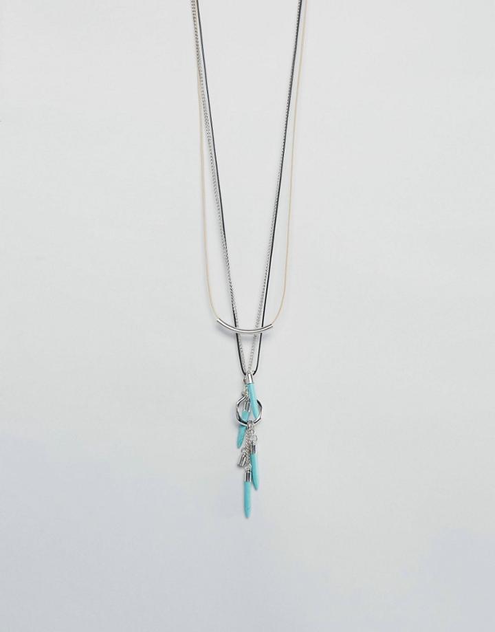 Ashiana Multi Layered Festival Necklace With Drop Pendants