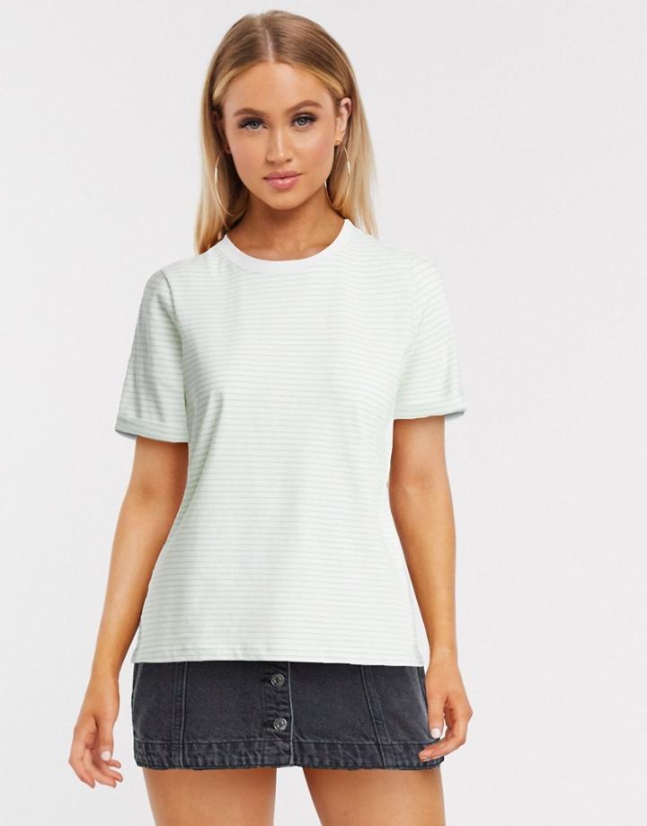 Pieces Crew Neck T-shirt In Mint Stripe-multi