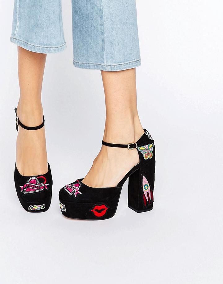 Asos Picnic Patchwork Platforms - Black
