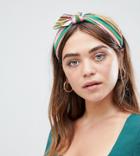 Orelia Pink And Green Stripe Bow Headband - Multi