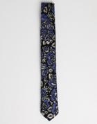 Twisted Tailor Tie In Floral Jacquard - Blue