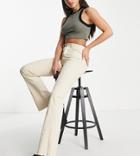 Stradivarius Tall Slim Flare Jeans With Slit Detail In Ecru-white