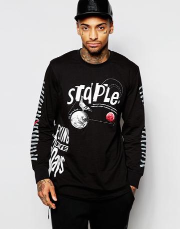 Staple Pigeon Long Sleeve T-shirt With High Flyer Print - Black