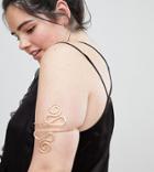 Asos Design Curve Exclusive Arm Cuff With Swirl Design In Gold - Gold
