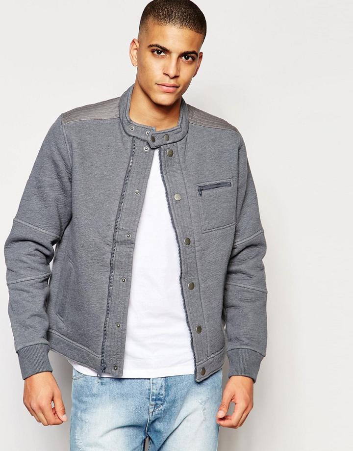 Original Penguin Faux Shearling Moto Jacket - Gray