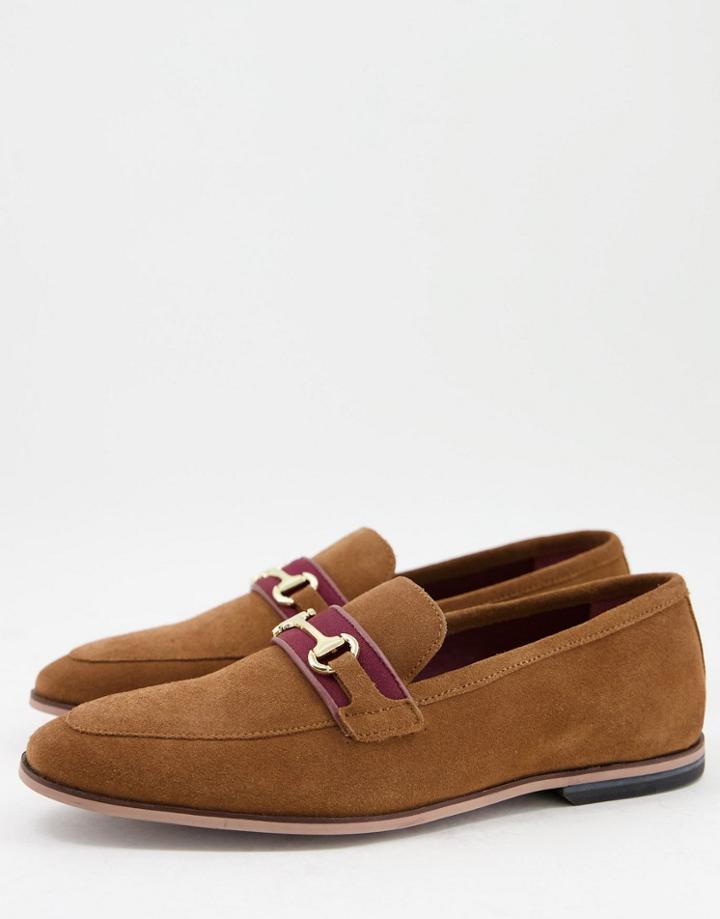 Walk London Raphael Bar Loafers In Tan Suede-neutral