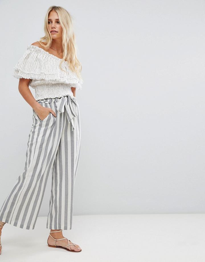 Moon River Stripe Wide Leg Pants - Cream