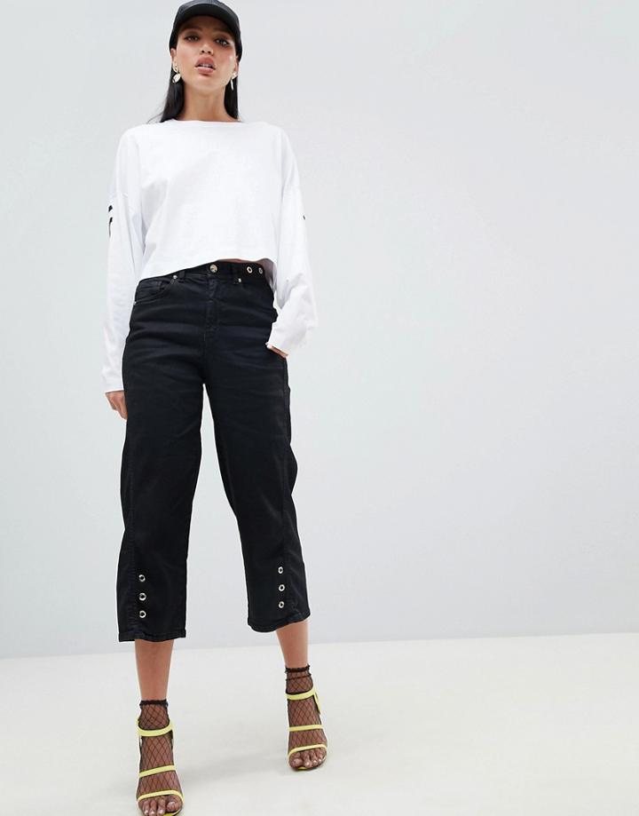 Versace Jeans High Waist Wide Leg Jeans - Black