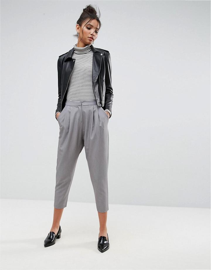 Asos Tailored Drop Crotch Tapered Pant - Gray