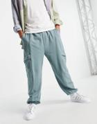 Asos Design Oversized Sweatpants With Pocket Detail In Gray Blue-grey