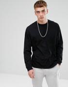 Asos Oversized Long Sleeve T-shirt With Cuffs - Black
