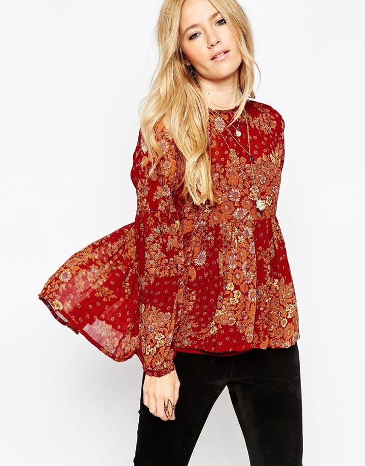 Asos Vintage Floral Tiered Blouse - Multi
