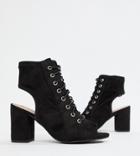 New Look Wide Fit Heeled Lace Up Sandal In Black - Black