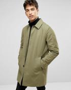 Asos Single Breasted Trench Coat With Shower Resistance In Light Khaki - Green