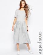 Asos Petite Pleated Midi Dress - Gray