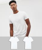 Asos Design Tall Organic T-shirt With Crew Neck 2 Pack Save - White