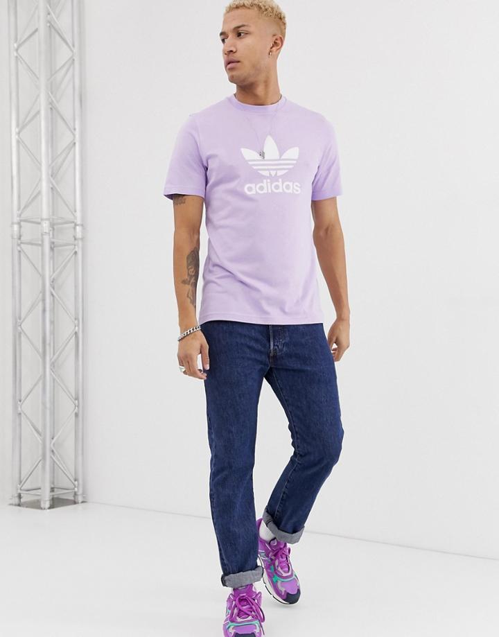 Adidas Originals T-shirt With Trefoil Logo In Purple