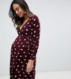 New Look Maternity Wrap Dress In Multi - Multi