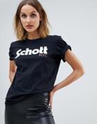 Schott Relaxed T-shirt With Front Logo - Black