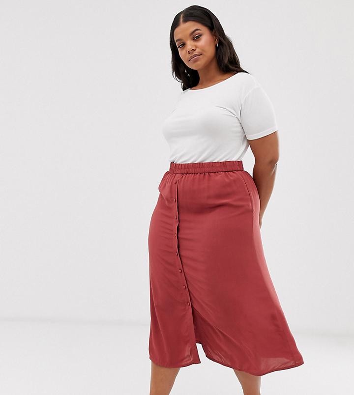 Vero Moda Curve Aware Button Through Midi Skirt