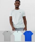 Abercrombie & Fitch 3 Pack Icon Logo Crew Neck T-shirt In Gray/mid & Light Blue - Blue